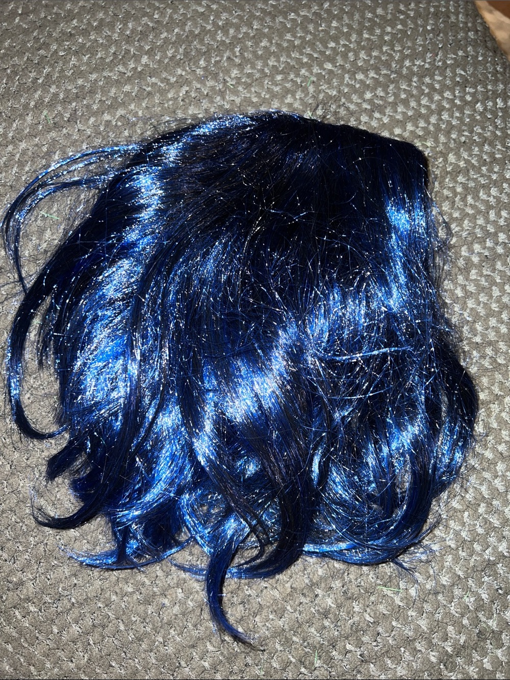 Premium Short Synthetic Wig - Shiny Deep Blue